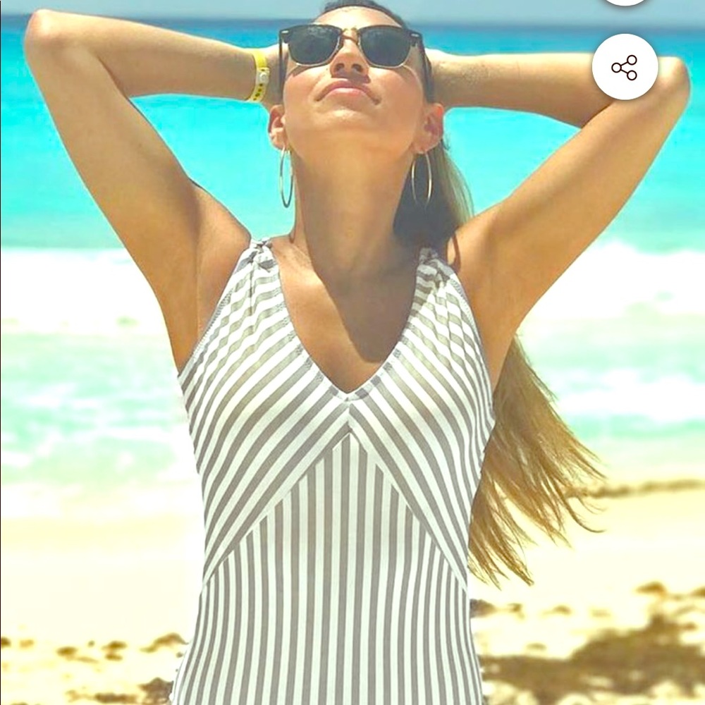 All about stripe one piece suit